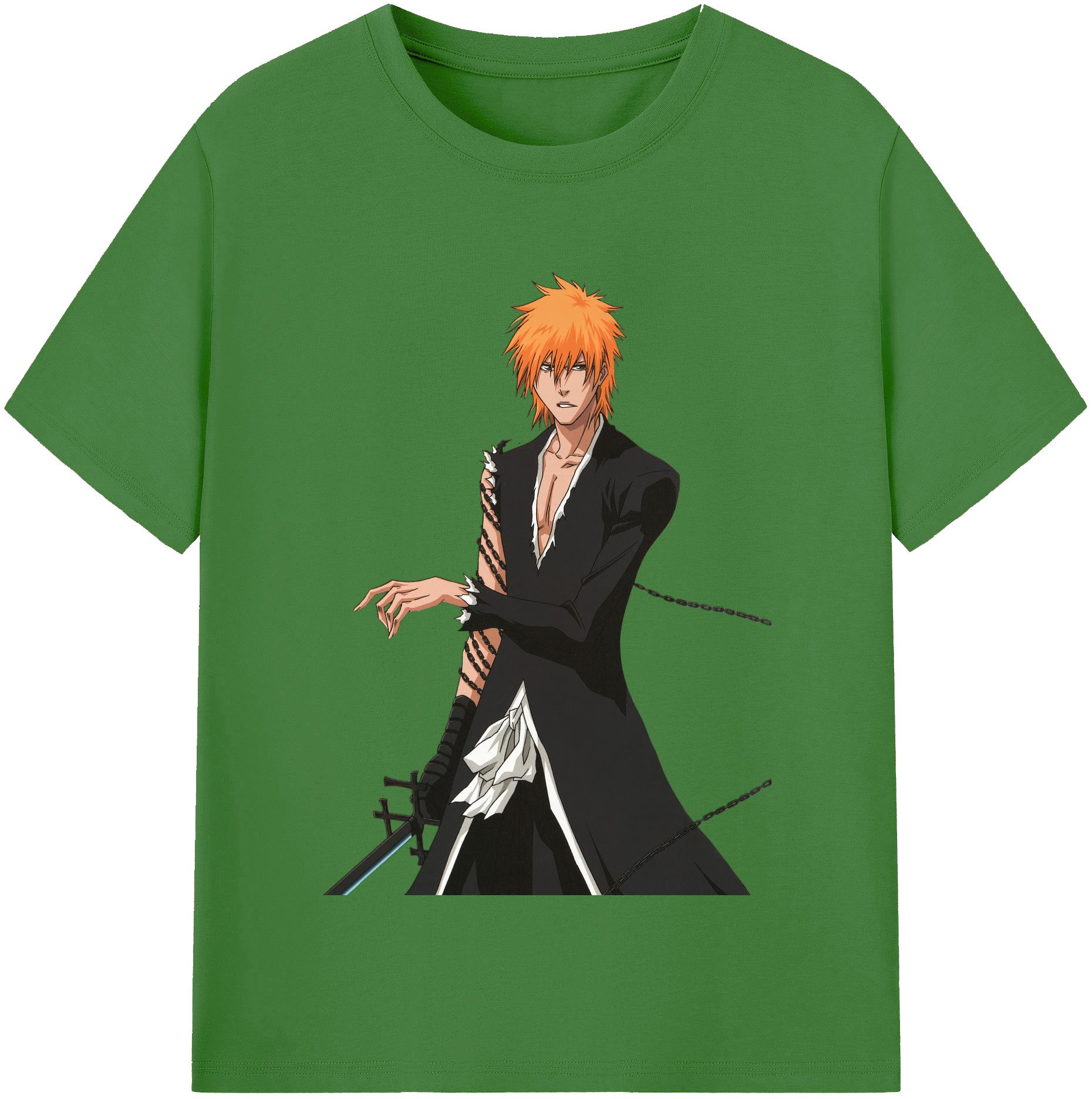 （画像用） ブリーチ 黒崎一護（くろさき いちご）BLEACH Kurosaki Ichigo レディースカジュアルプリントTシャツ（綿100％）